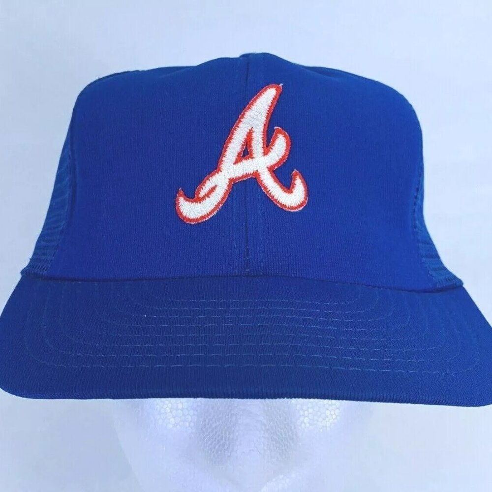 Vintage Atlanta Braves Snapback Hat Trucker Blue Active Generation Ball Cap VTG